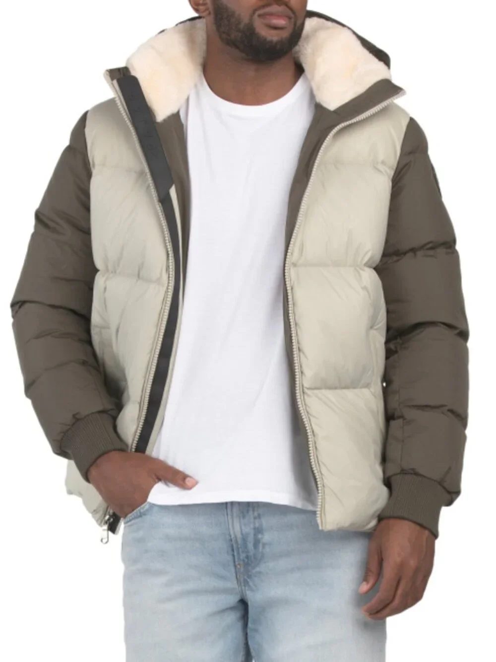 PAJAR Mixed Media Faux Shearling Puffer With Removable Hood